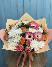 Букет цветов из:  Розы, Герберы и Хризантемы в Кош-Агач