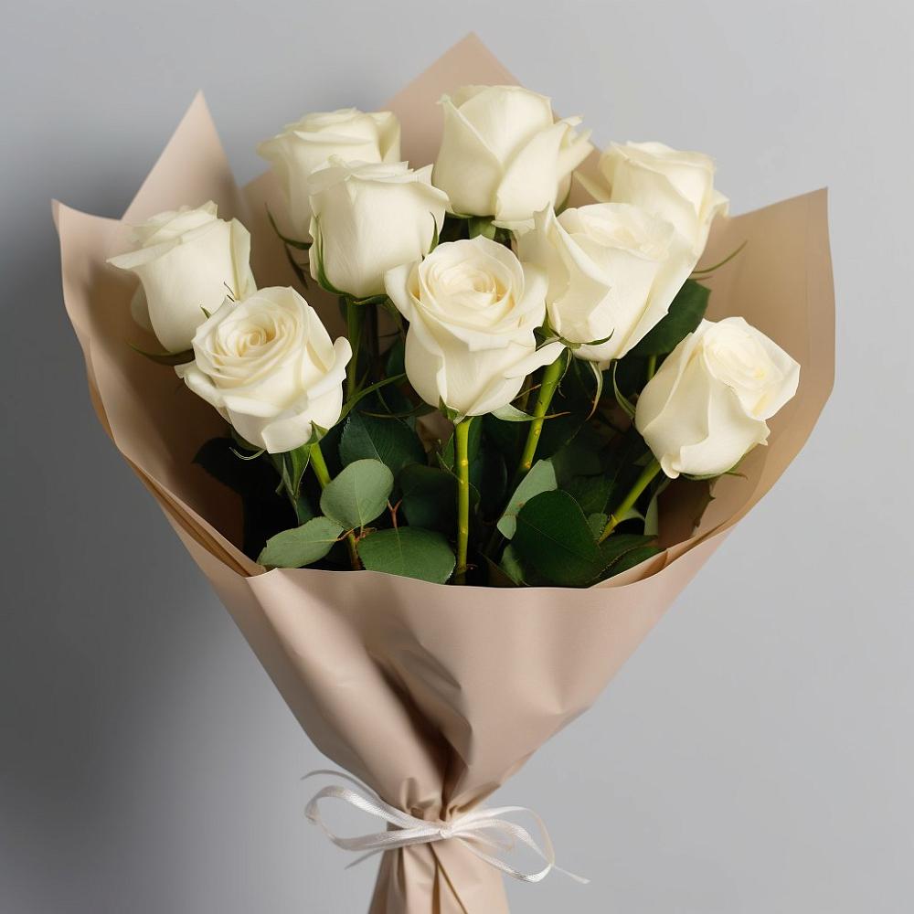 Букет 9 Белых роз Эдлесс Лав в Кош-Агач