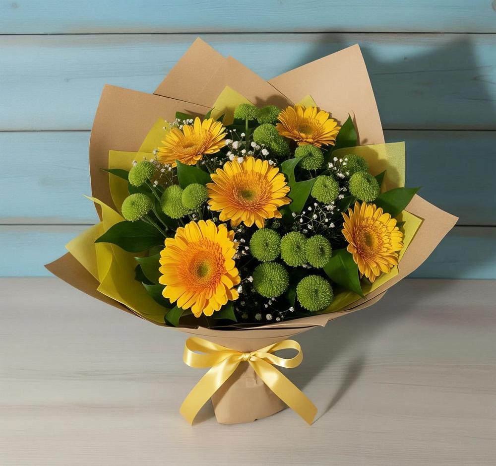 Букет цветов из: Герберы и Хризантемы в Кош-Агач