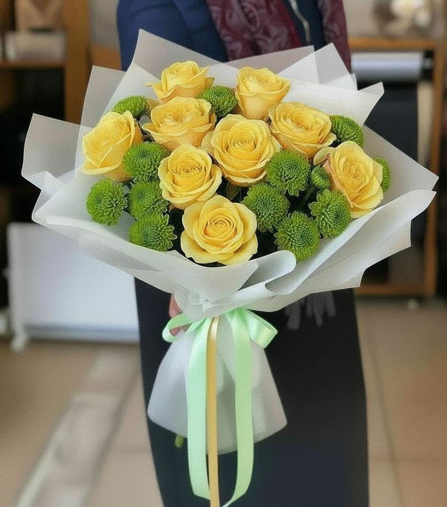 Букет цветов из: Хризантемы и Розы в Кош-Агач