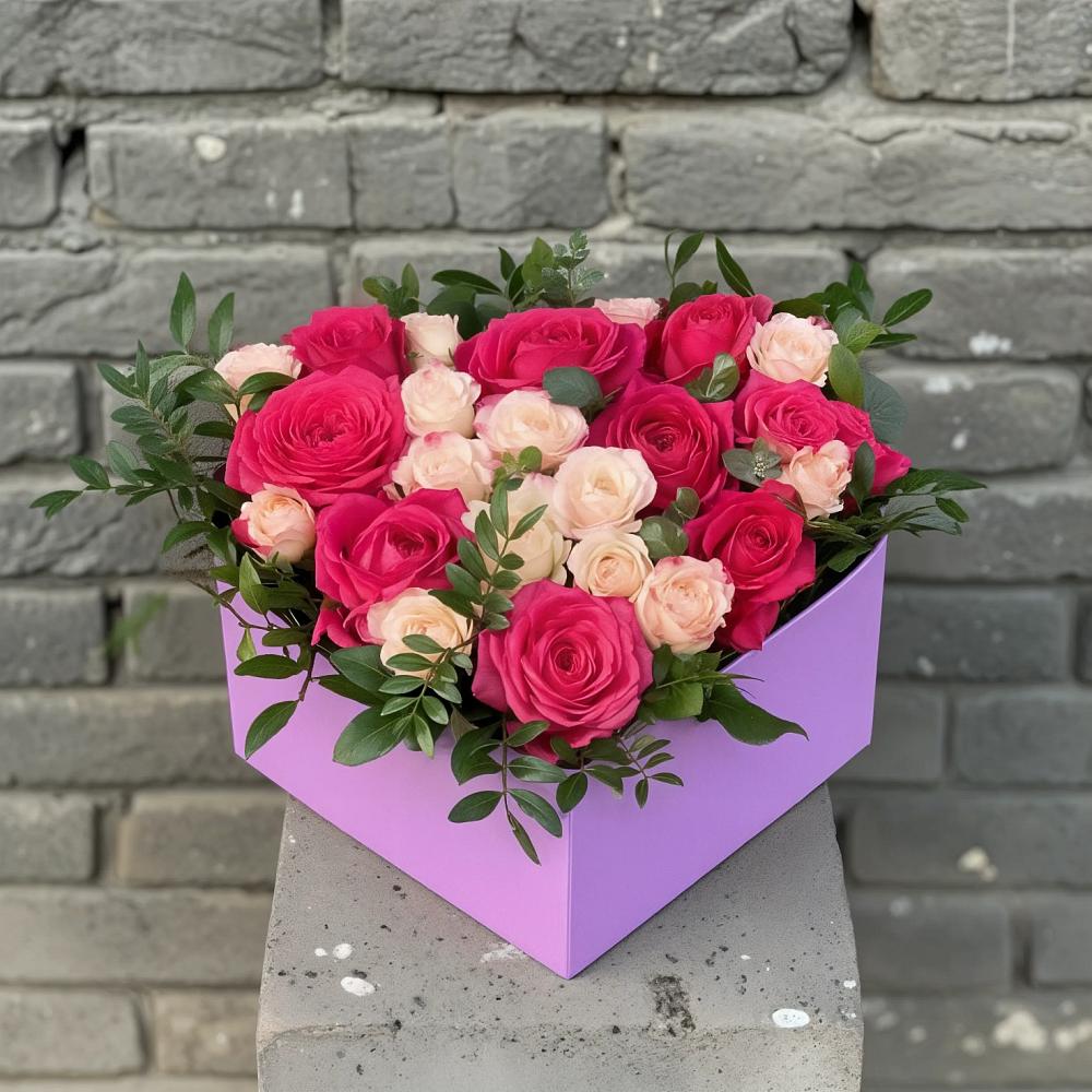 Цветочная композиция из Розы в коробке в Кош-Агач