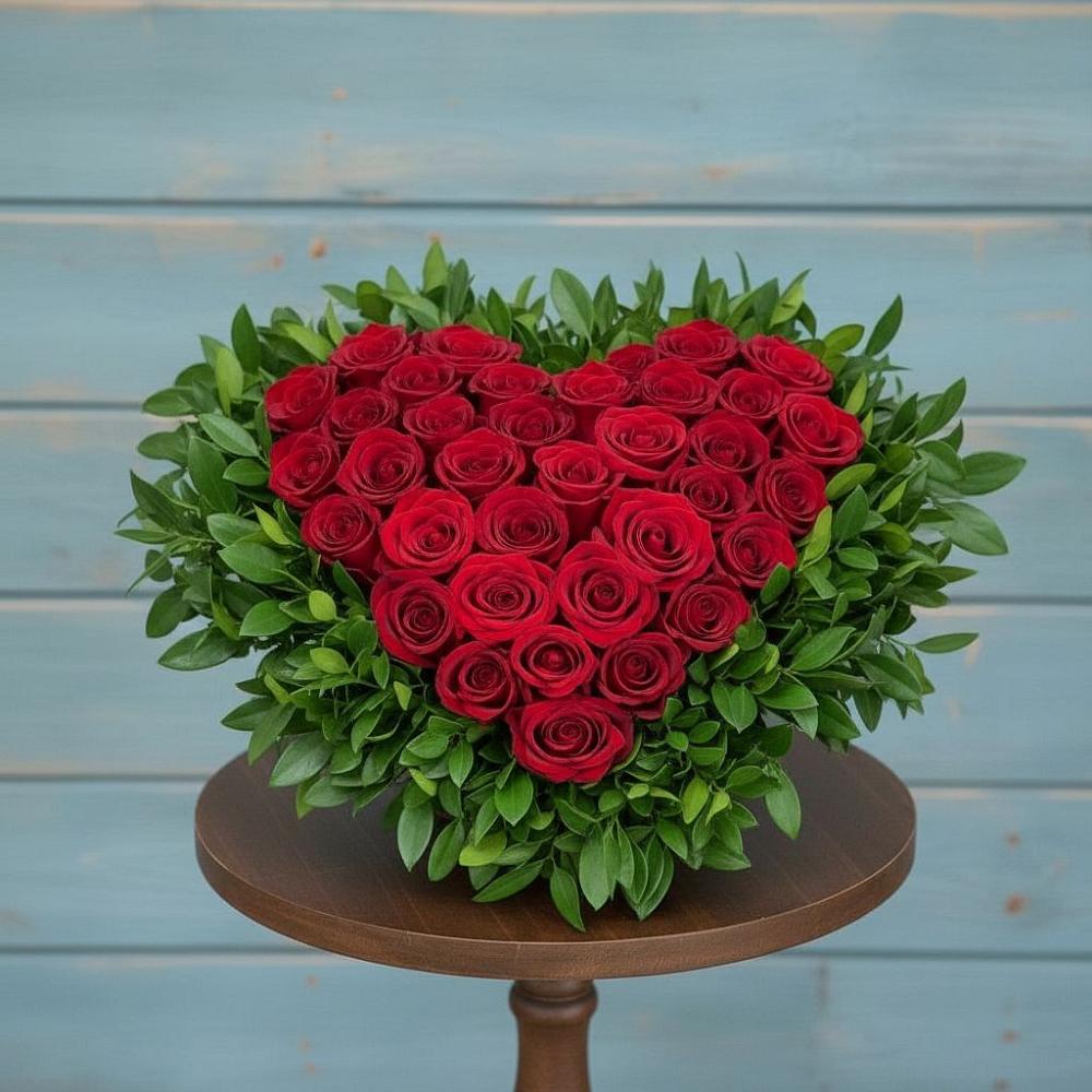 Цветочная композиция из Розы в виде сердца в Кош-Агач