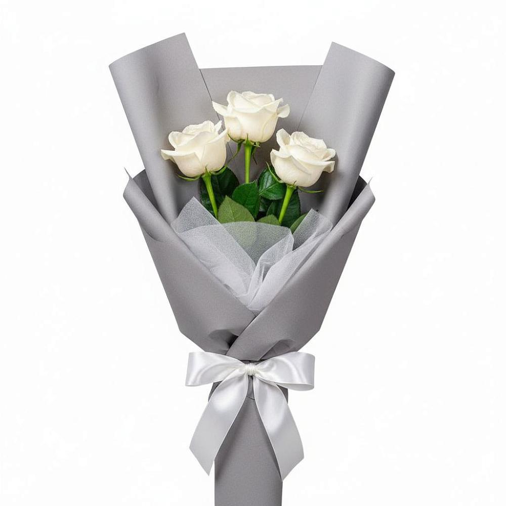 Букет 3 белые розы в Кош-Агач