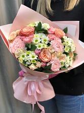 Букет цветов из:  Гвоздики, Розы и Хризантемы в Кош-Агач