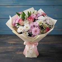 Букет цветов из:  Хризантемы, Альстромерии и Розы в Кош-Агач