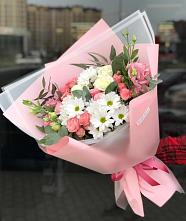 Букет цветов из:  Розы, Лизиантусы и Хризантемы в Кош-Агач