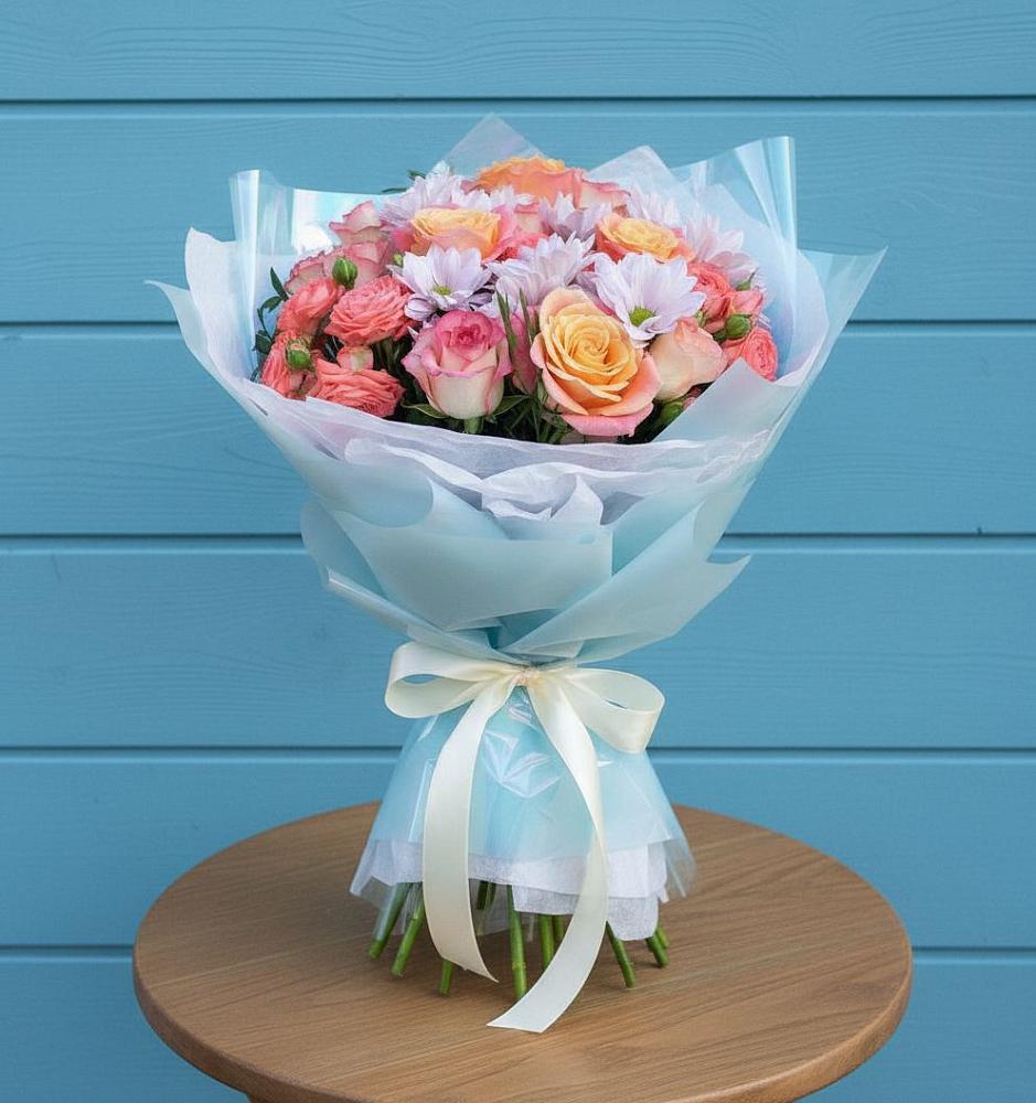 Букет цветов из: Хризантемы и Розы в Кош-Агач