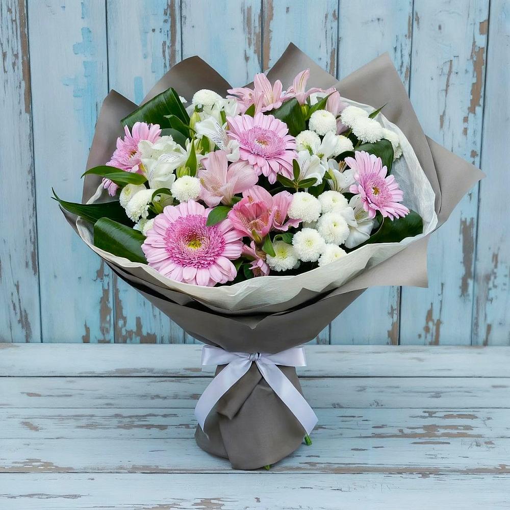 Букет цветов из: Герберы, Альстромерии и Хризантемы в Кош-Агач